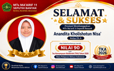 Siswi MTs Ma’arif 11 Seputih Banyak Raih Nilai 90 pada Tes Kemampuan Akademik (TKA) 2026